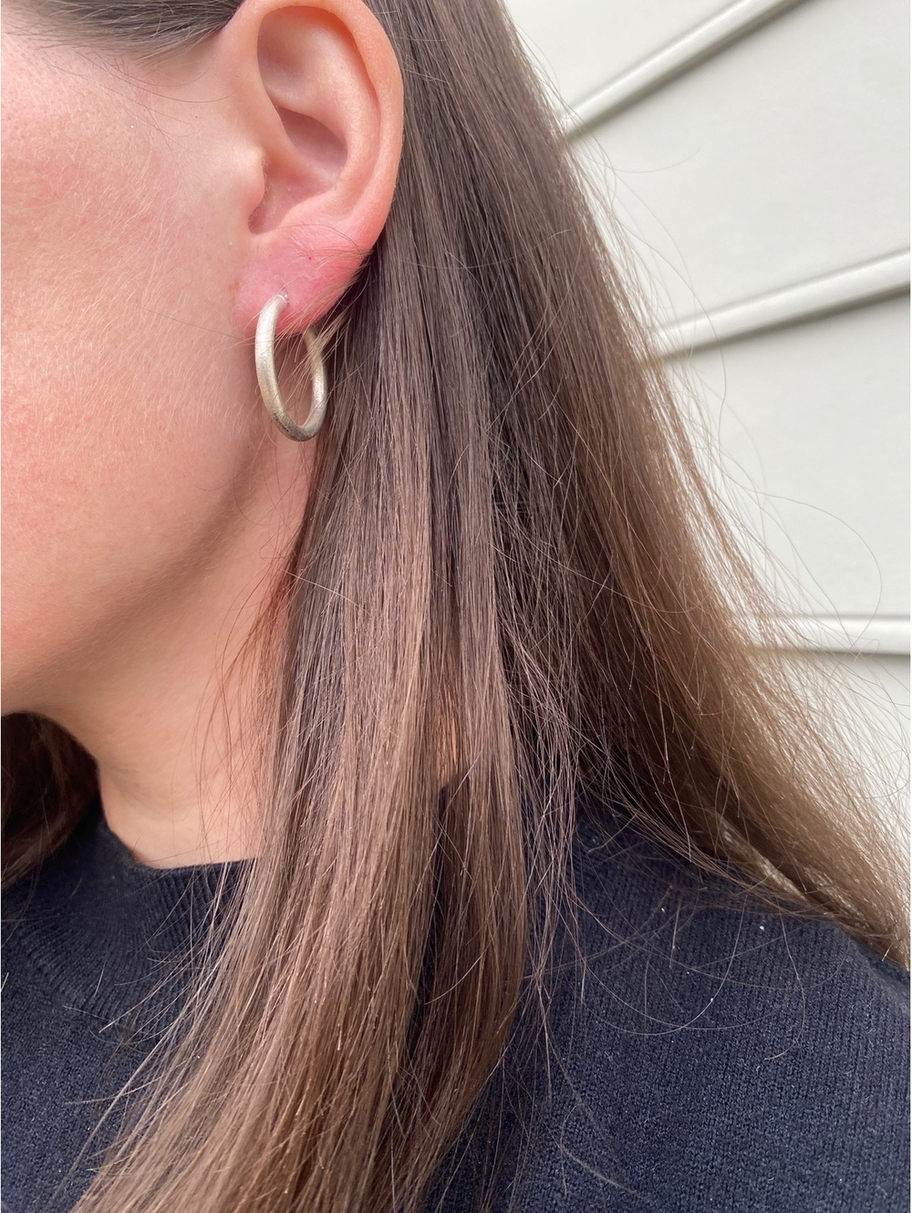 Vintage Sterling Silver Textured Hoop Earrings